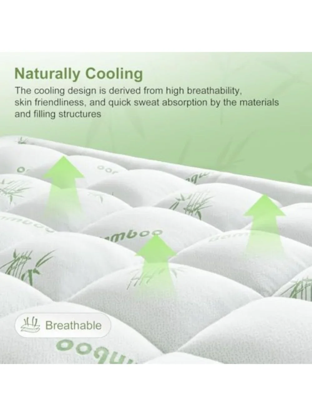 Queen Mattress Topper - Soft Bamboo Pillow Top, Cooling Protector, Deep Pocket